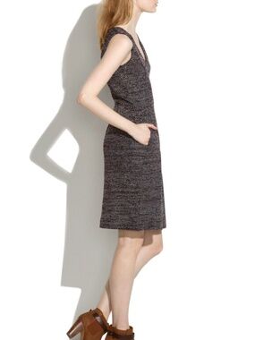 NWOT Madewell tweed black red stretch sheath shift dress XS